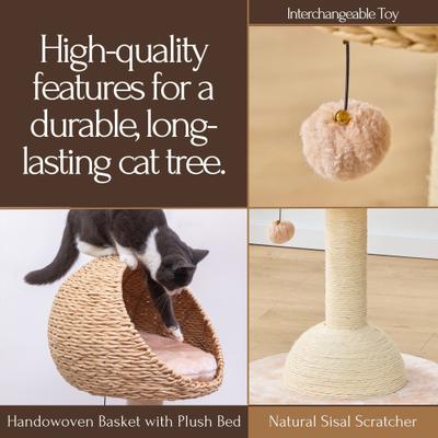 Show full view: Petpals 29-in 2 Level Cat Perch with Washable Cushion, Beige slide 6 of 11