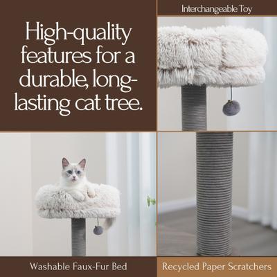 Show full view: Petpals 41-in Curved Cat Tree with Scratching Pad, Top Perch & Groomer, Brown Grey slide 4 of 11