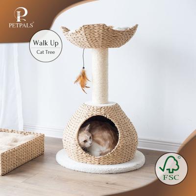 Show full view: Petpals 28-in Handwoven Cat Tree with Base Condo & Top Nest Perch, Beige slide 8 of 9