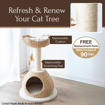 Show full view: Petpals 28-in Handwoven Cat Tree with Base Condo & Top Nest Perch, Beige slide 4 of 9