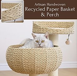 Petpals 16-in 2 Level Cat Nest Beds with Scratching Post, Beige slide 2 of 9