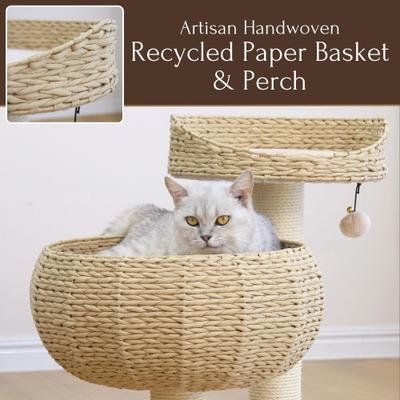 Show full view: Petpals 16-in 2 Level Cat Nest Beds with Scratching Post, Beige slide 7 of 11