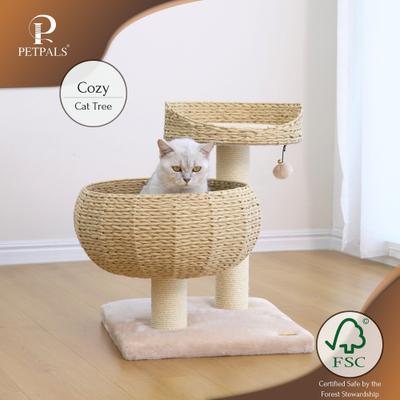 Show full view: Petpals 16-in 2 Level Cat Nest Beds with Scratching Post, Beige slide 10 of 11