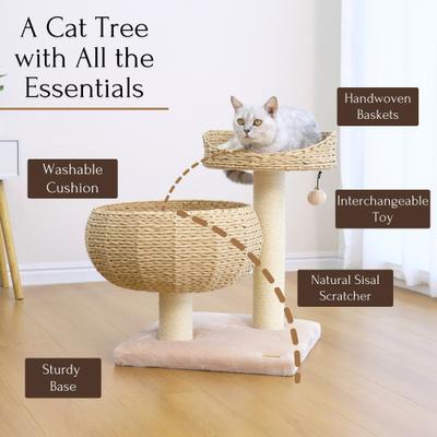 Show full view: Petpals 16-in 2 Level Cat Nest Beds with Scratching Post, Beige slide 4 of 11
