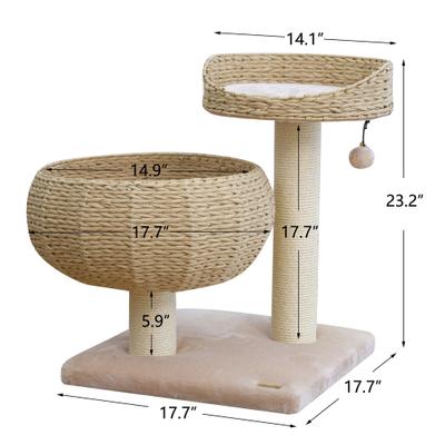 Show full view: Petpals 16-in 2 Level Cat Nest Beds with Scratching Post, Beige slide 3 of 11