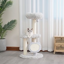 Petpals 37-in 3-Level Cat Tree Tower with Sisal Scratching Pad & Posts, Light Grey slide 2 of 6