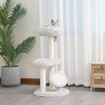 Show full view: Petpals 37-in 3-Level Cat Tree Tower with Sisal Scratching Pad & Posts, Light Grey slide 3 of 6