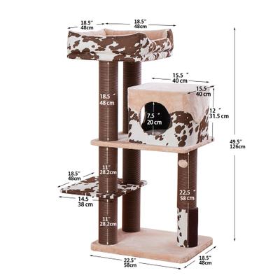 Show full view: Petpals 50-in Cat Tree with Large Condo & Top Perch, Rustic Brown slide 2 of 10