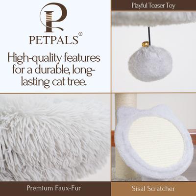 Show full view: Petpals 37-in 3-Level Cat Tree Tower with Sisal Scratching Pad & Posts, Light Grey slide 5 of 6