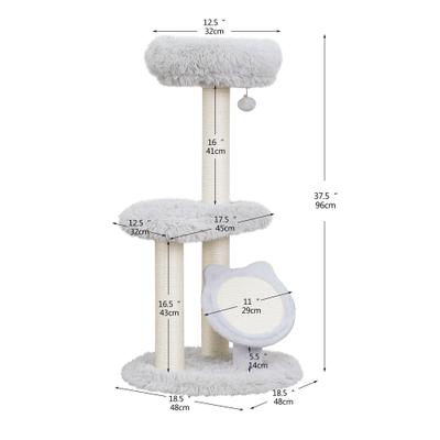 Show full view: Petpals 37-in 3-Level Cat Tree Tower with Sisal Scratching Pad & Posts, Light Grey slide 2 of 6