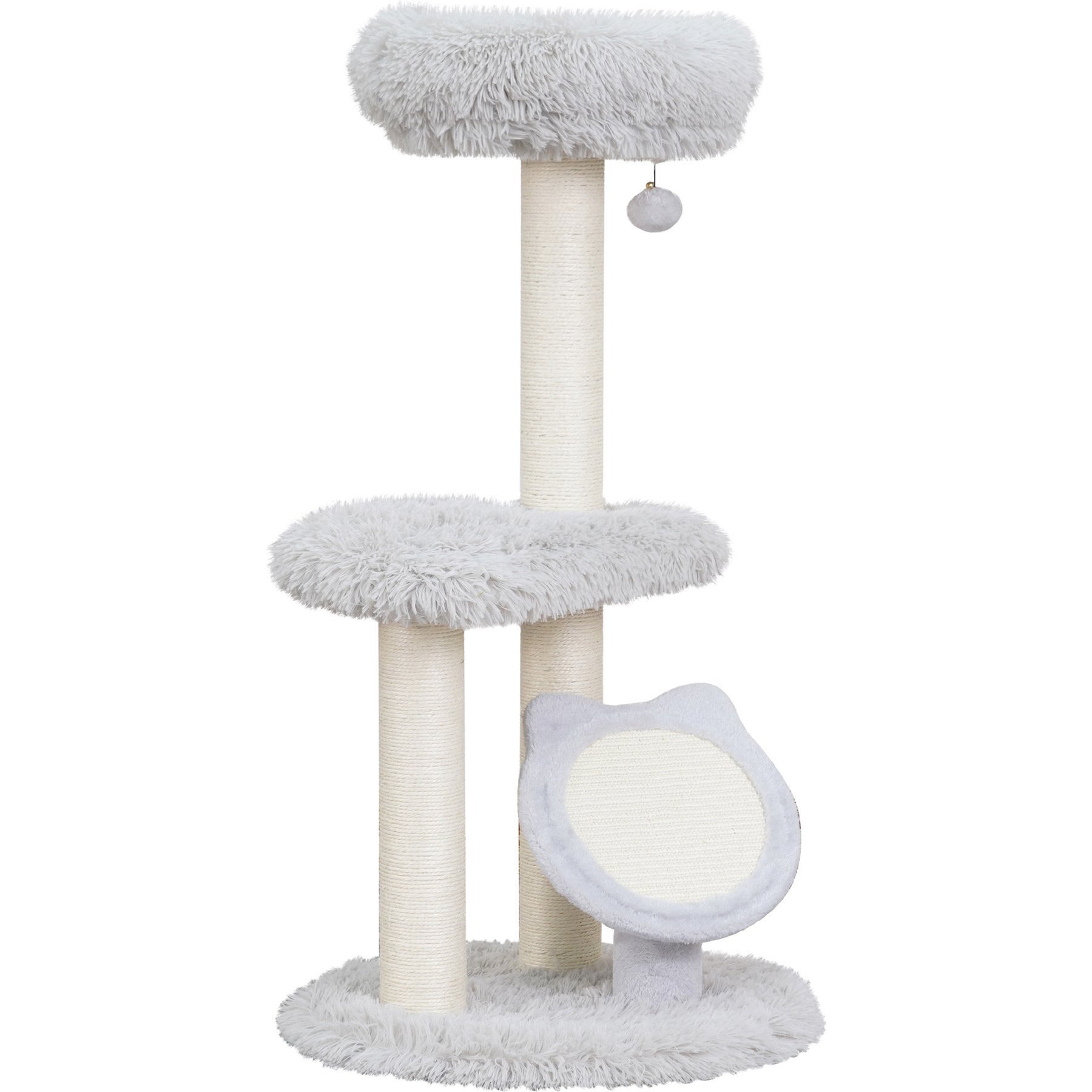 Petpals 37-in 3-Level Cat Tree Tower with Sisal Scratching Pad & Posts, Light Grey