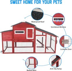 Petscosset Wooden 2-Story Chicken Coop with Run, 2 to 3 Chicken Capacity, Red slide 2 of 8