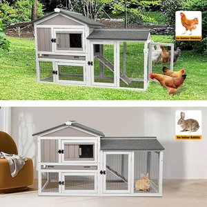 Petscosset Indoor/Outdoor Rabbit Hutch, 55.1 x 17.7 x 33.4-in