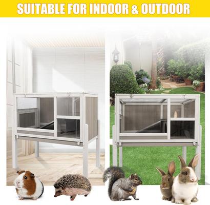 Show full view: Petscosset Wooden Guinea Pig Cage with Tray, Small Animal Cage, Gray, 38-in slide 7 of 9