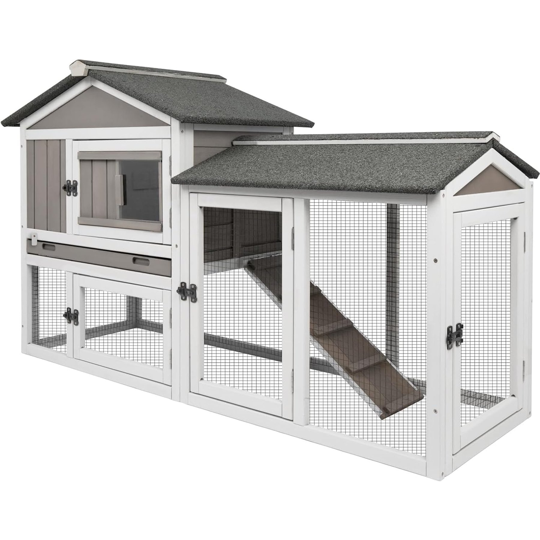 Petscosset Indoor/Outdoor Rabbit Hutch, 55.1 x 17.7 x 33.4-in