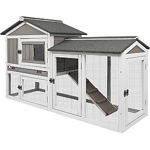 Petscosset Indoor/Outdoor Rabbit Hutch, 55.1 x 17.7 x 33.4-in