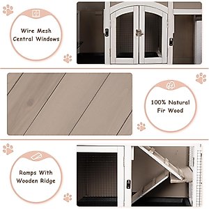 Petscosset 47-in Indoor Wooden 2 Story Rabbit Hutch