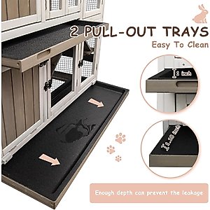 Petscosset 47-in Indoor Wooden 2 Story Rabbit Hutch