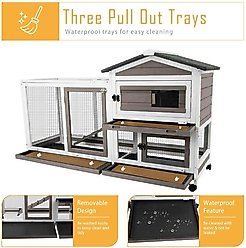 Petscosset Indoor Two-Story Rabbit Hutch with Wheels, Gray, 55-in slide 2 of 9