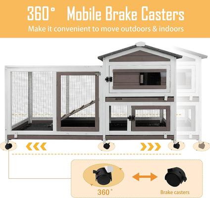 Show full view: Petscosset Indoor Two-Story Rabbit Hutch with Wheels, Gray, 55-in slide 7 of 11