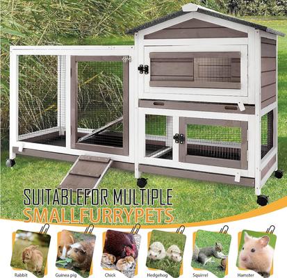 Show full view: Petscosset Indoor Two-Story Rabbit Hutch with Wheels, Gray, 55-in slide 6 of 11
