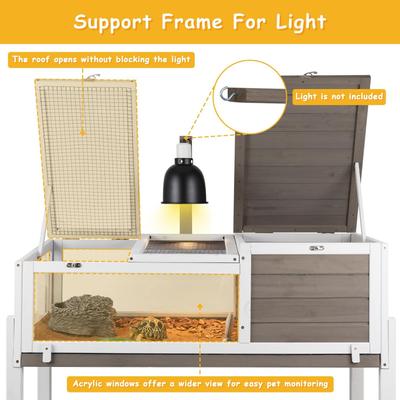Show full view: Petscosset Wooden Tortoise & Reptile Habitat Cage with Legs, Gray, 37-in slide 6 of 9