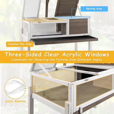 Show full view: Petscosset Wooden Tortoise & Reptile Habitat Cage with Legs, Gray, 37-in slide 4 of 9