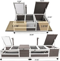 Petscosset Wooden Tortoise & Reptile Habitat Cage with Wheels, Gray, 39-in slide 2 of 7