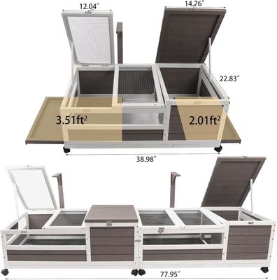 Show full view: Petscosset Wooden Tortoise & Reptile Habitat Cage with Wheels, Gray, 39-in slide 6 of 8