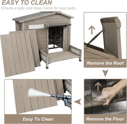 Show full view: Petscosset Outdoor Dog House with Porch & Window, 34 x 27.6 x 27.8-in slide 3 of 10