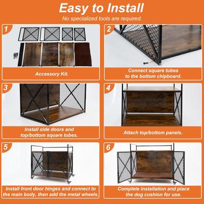 Show full view: Petscosset Furniture Style Dog Crate with Wheels, 41 x 23.6 x 35.8-in slide 7 of 9