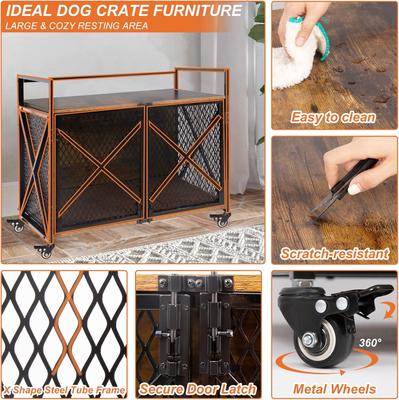 Show full view: Petscosset Furniture Style Dog Crate with Wheels, 41 x 23.6 x 35.8-in slide 5 of 9
