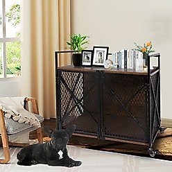 Petscosset Furniture Style Dog Crate with Wheels, 31.2 x 20.5 x 28.9-in