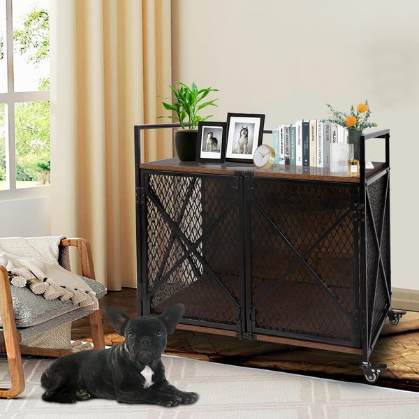 Petscosset Furniture Style Dog Crate with Wheels