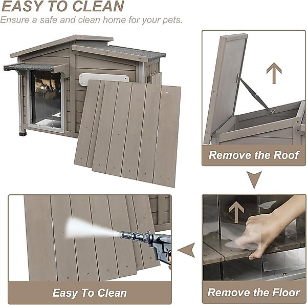 Show full view: Petscosset Outdoor Weatherproof Wooden Dog House, 43.5 x 29.5 x 33.5-in slide 4 of 8