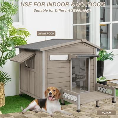 Show full view: Petscosset Outdoor Dog House with Porch & Window, 40.6 x 34.8 x 38.8-in slide 8 of 11