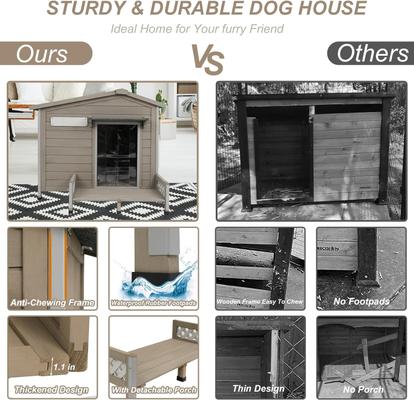 Show full view: Petscosset Outdoor Dog House with Porch & Window, 40.6 x 34.8 x 38.8-in slide 6 of 11