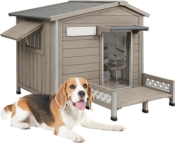Show full view: Petscosset Outdoor Dog House with Porch & Window, 40.6 x 34.8 x 38.8-in slide 1 of 7