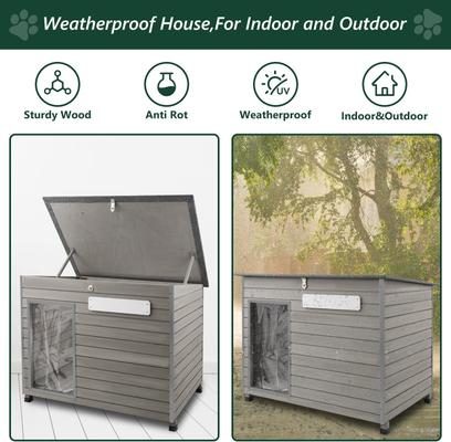 Show full view: Petscosset Outdoor Wooden Dog House, 43.3 x 26.4 x 33.5-in slide 8 of 11