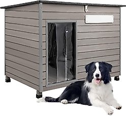 Petscosset Outdoor Wooden Dog House, 43.3 x 26.4 x 33.5-in