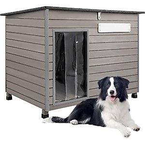 Petscosset Outdoor Wooden Dog House, 43.3 x 26.4 x 33.5-in