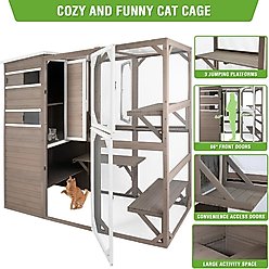Petscosset 76-in Wooden Catio Outdoor Cat House, Gray slide 2 of 7
