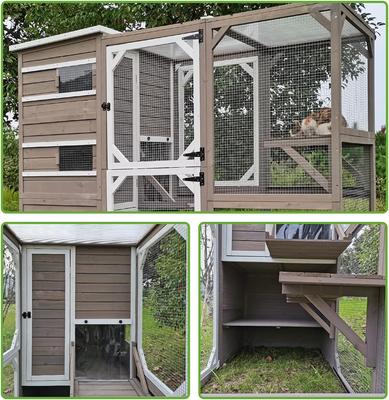Show full view: Petscosset 76-in Wooden Catio Outdoor Cat House, Gray slide 5 of 8