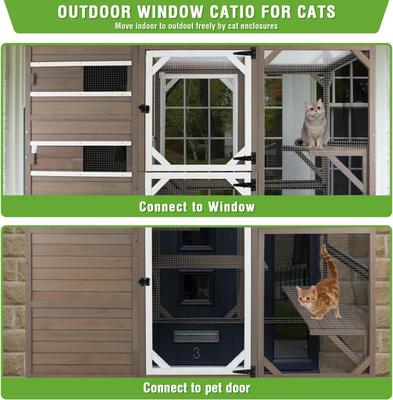 Show full view: Petscosset 76-in Wooden Catio Outdoor Cat House, Gray slide 4 of 8