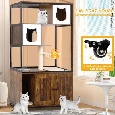 Show full view: Petscosset 31.5-in Wooden Furniture Style Cat Litter Box Enclosure, Brown slide 8 of 10