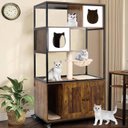 Petscosset 31.5-in Wooden Furniture Style Cat Litter Box Enclosure, Brown