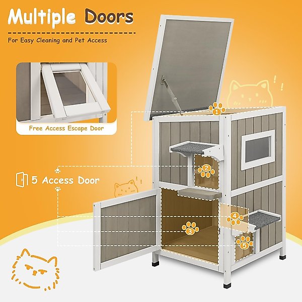 Show full view: Petscosset Outdoor Two-Story Cat House, Gray slide 6 of 7