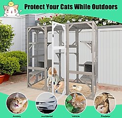Petscosset 71-in Wooden Catio Outdoor Cat House, Gray slide 2 of 7