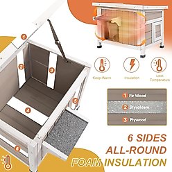 Petscosset 22-in Insulated Outdoor Wooden Cat House, Gray slide 2 of 7