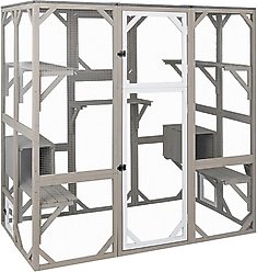 Petscosset 71-in Wooden Catio Outdoor Cat House, Gray
